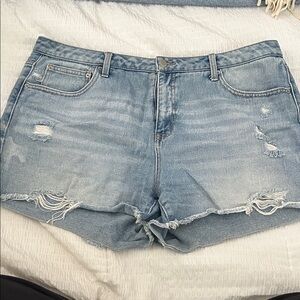 Time and Tru Light Blue Distressed Jean Shorts